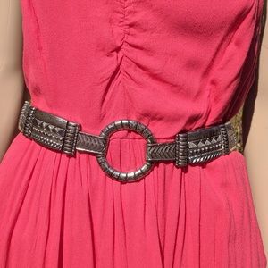 Chicos Stretch Distressed Metal Waist Belt OS